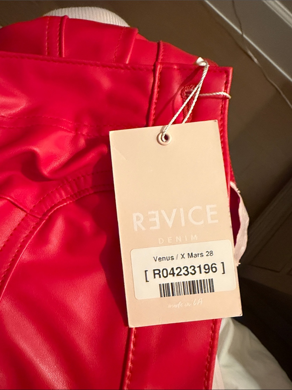 REVICE Red Faux Leather Flare Pants - Picture 4 of 4